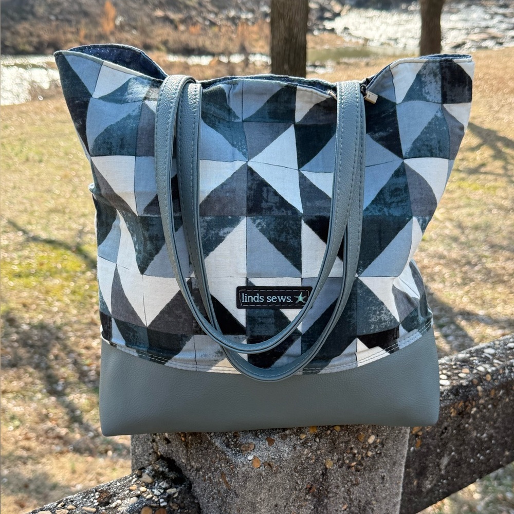 Geometric Black and Gray Tote Bag